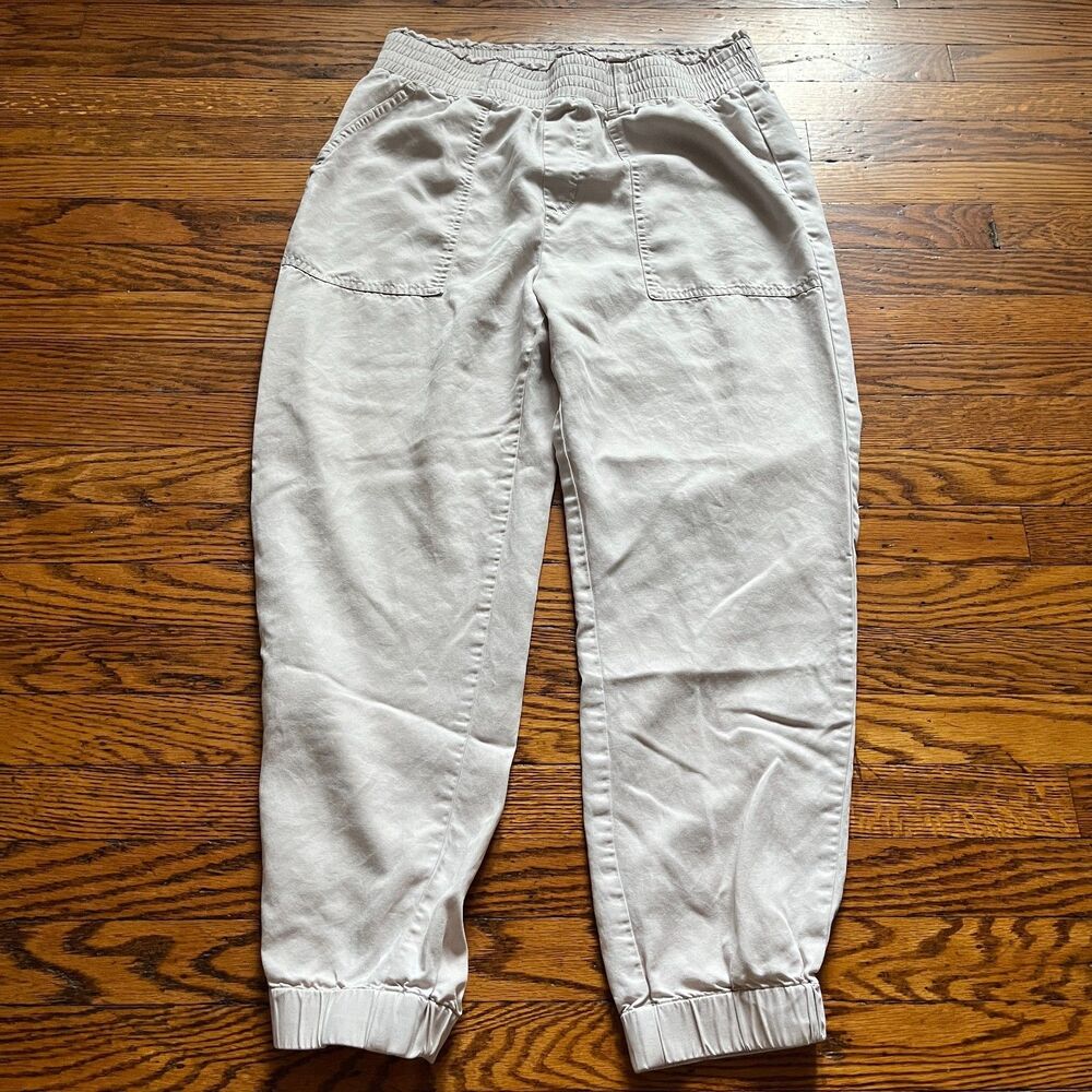 Abercrombie & Fitch Womens M Scrunch Elastic Waist Jogger Pants Light Tan Casual